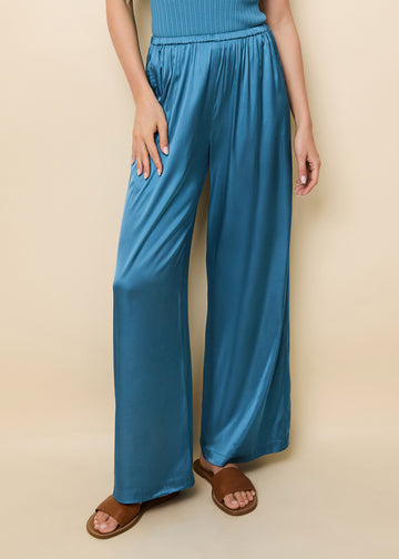Monaco Satin Pant French Blue - Solid & Striped