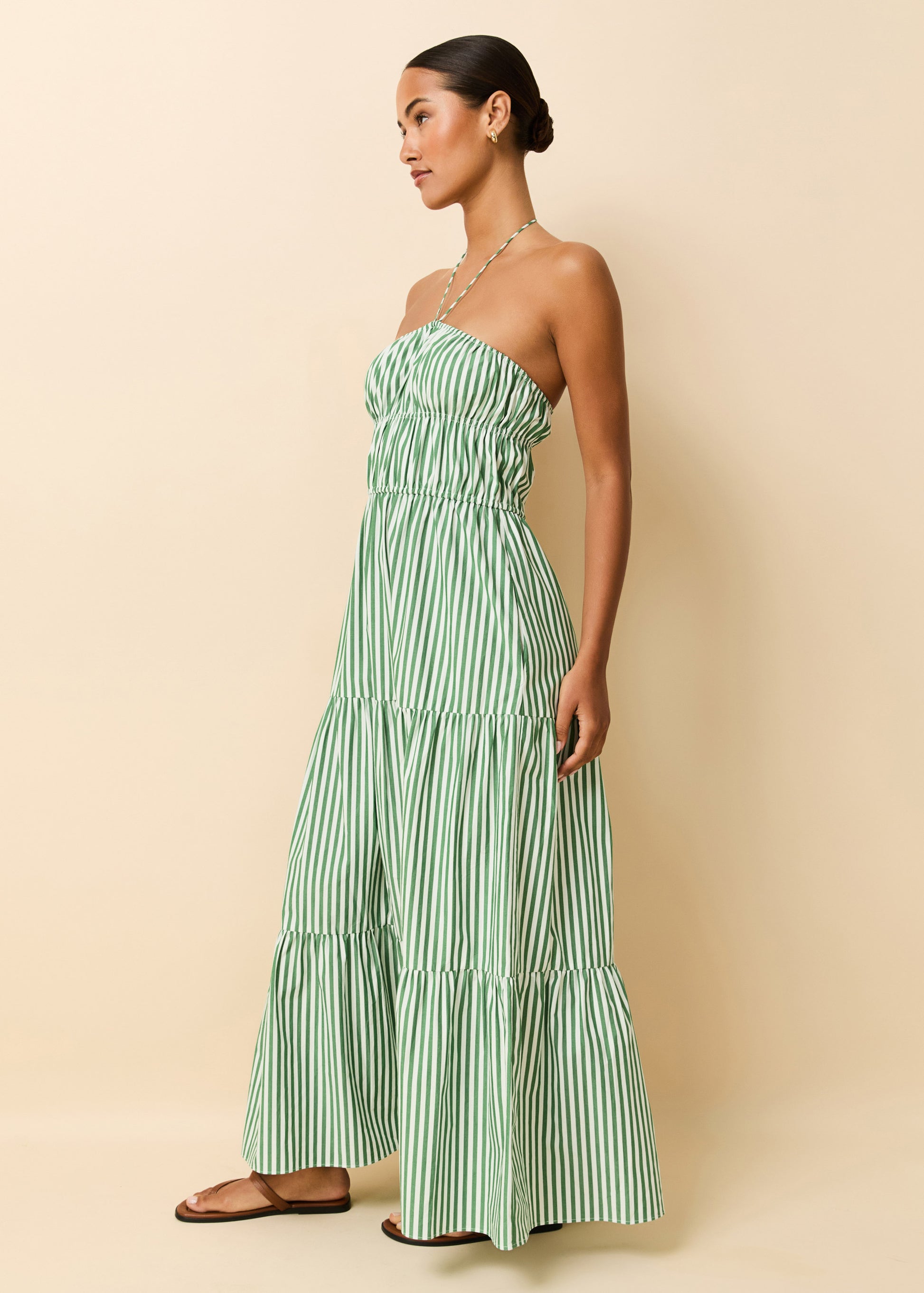 Jodie Dress Washed Green / Optic White Stripe - Solid & Striped