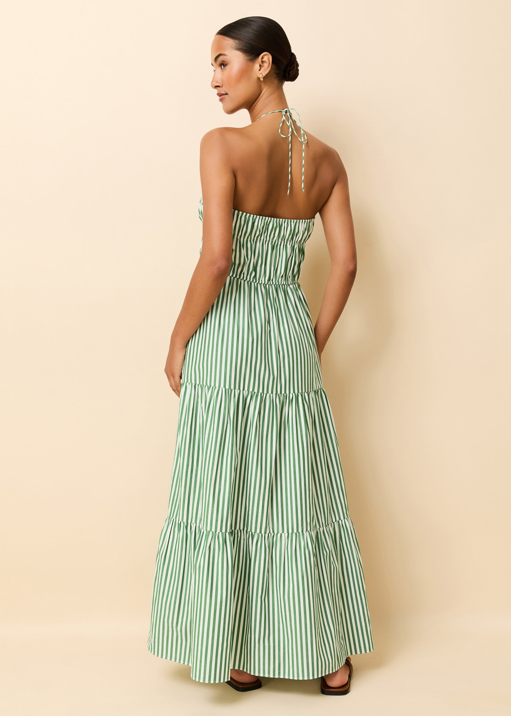 Jodie Dress Washed Green / Optic White Stripe - Solid & Striped