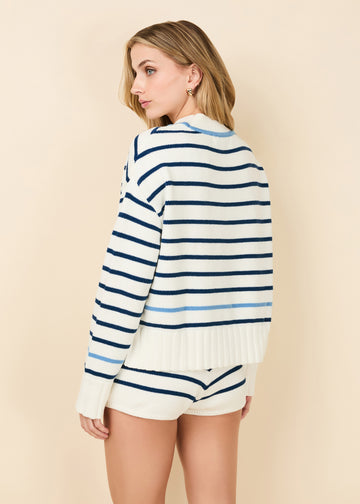 Maxine Sweater Maritime Navy Breton Stripe - Solid & Striped