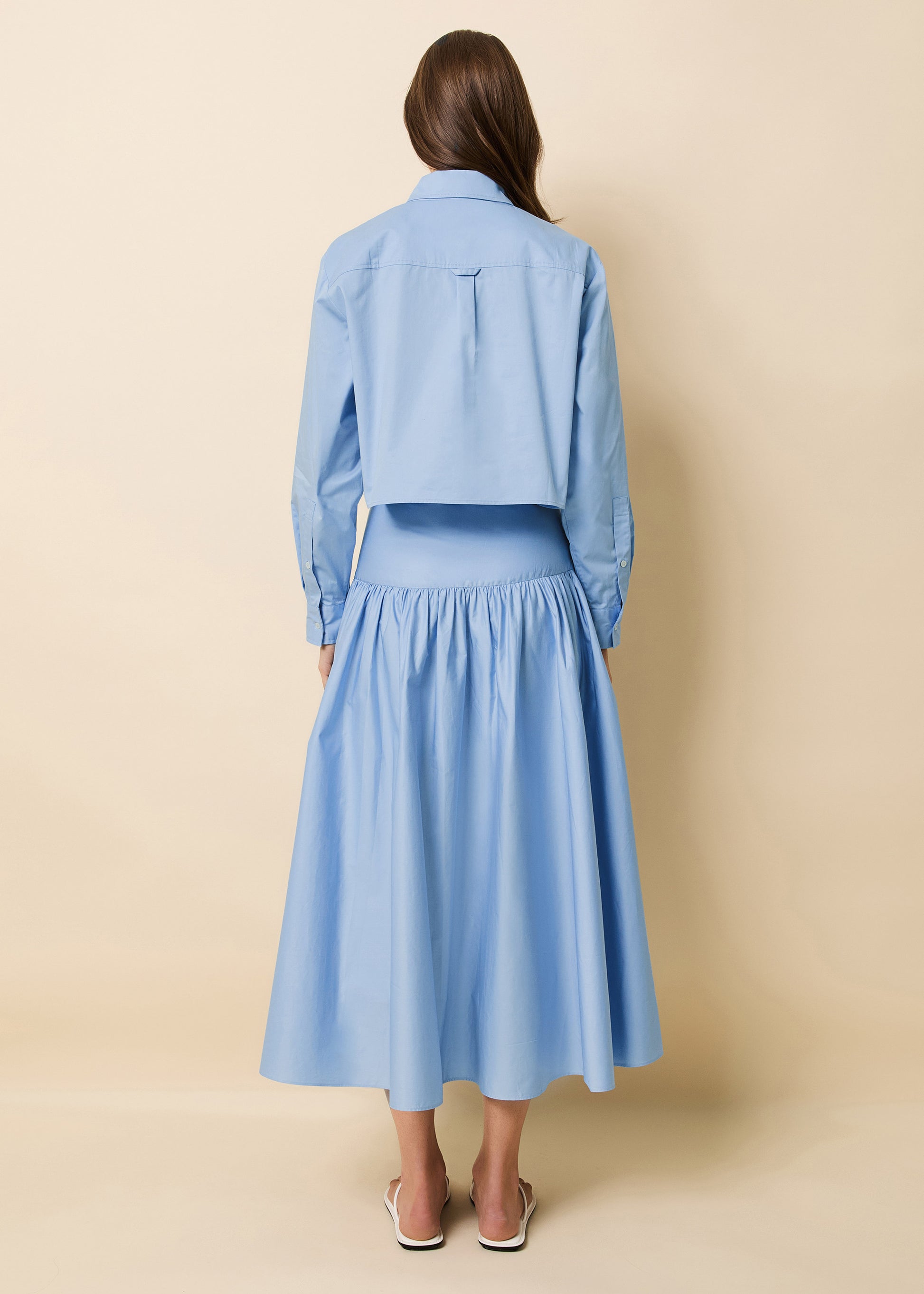 Cropped Avril Button Down Open Water