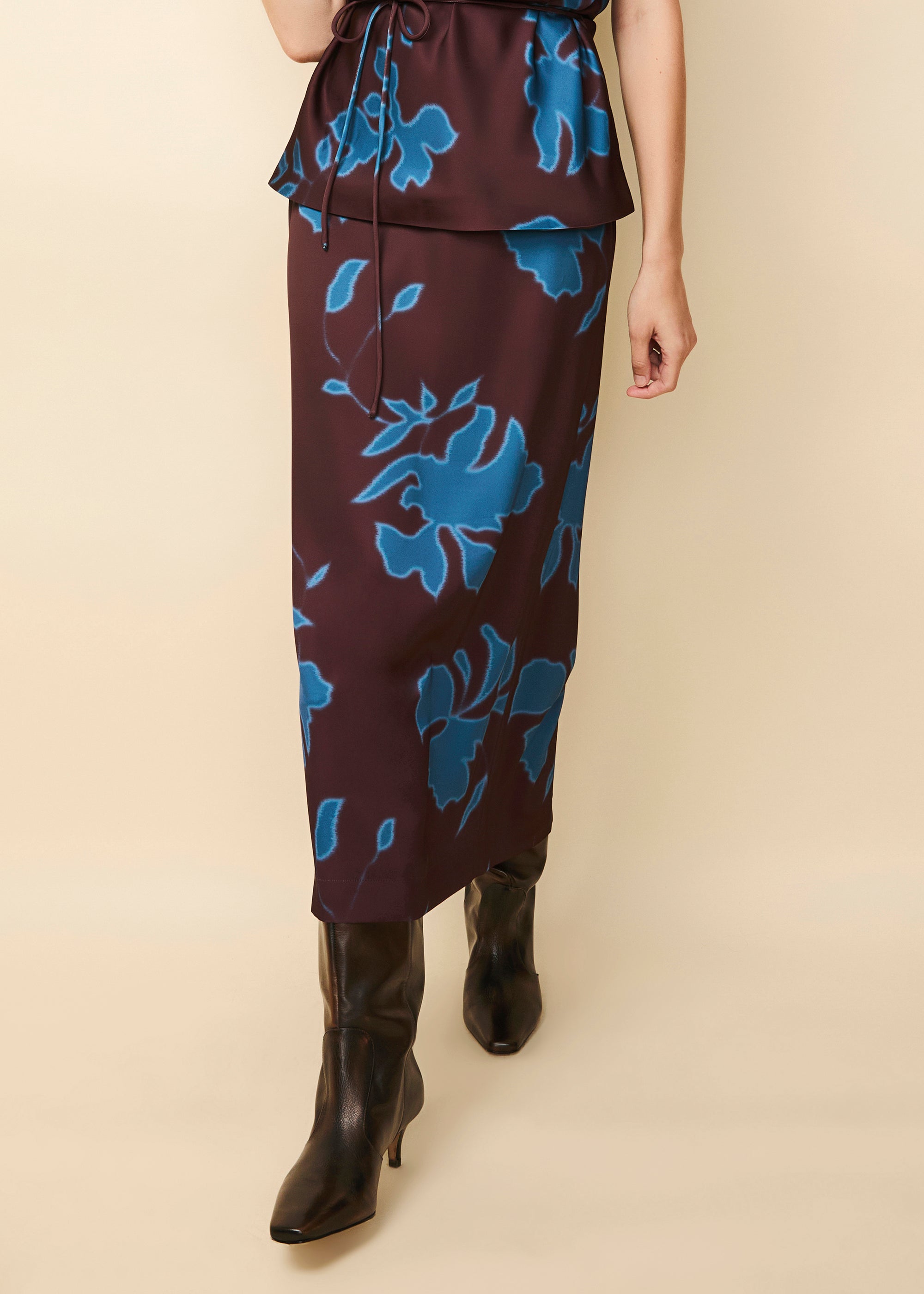 The Valencia Skirt In Abstract Floral | Solid & Striped