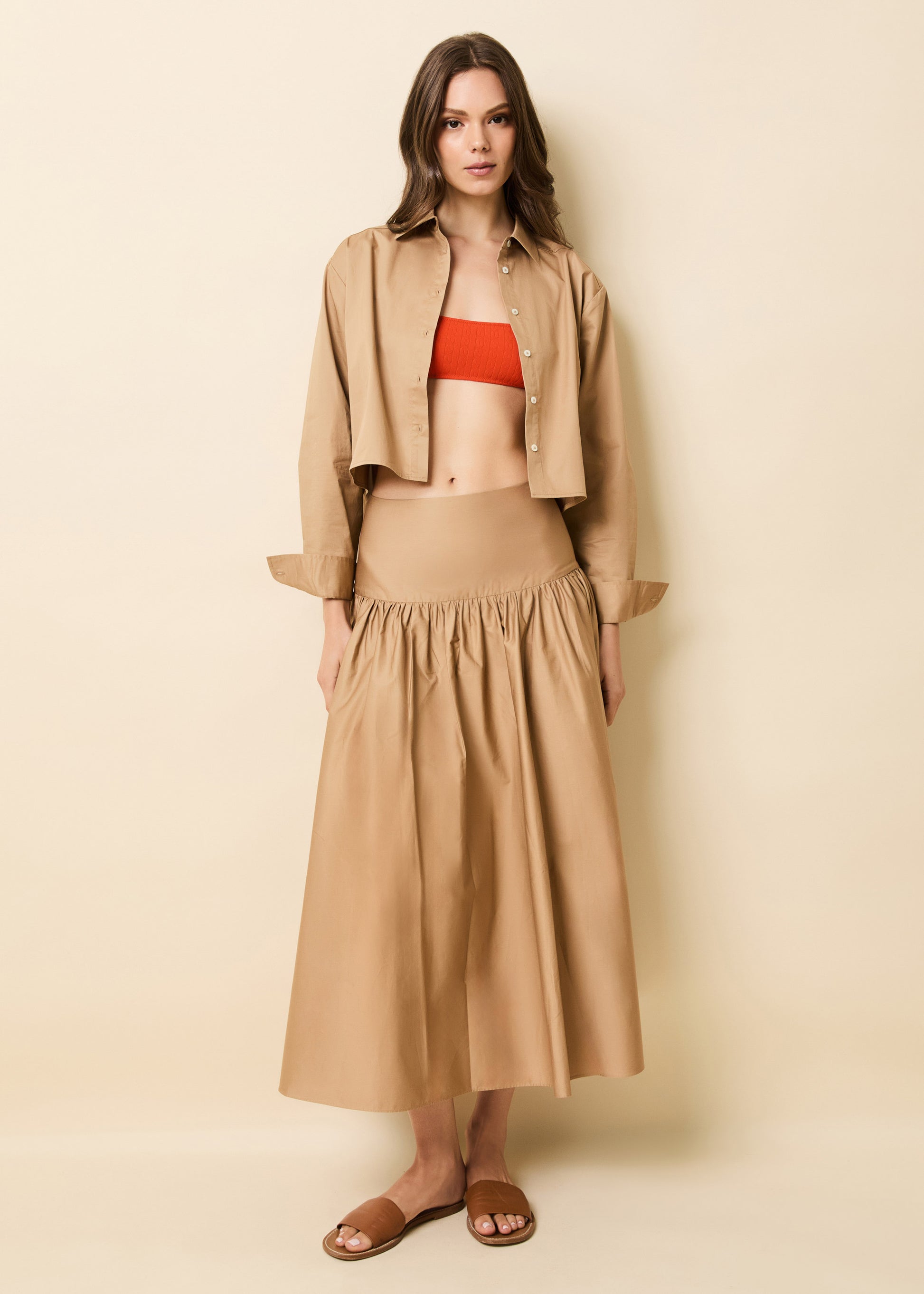 Magnolia Skirt Camel - Solid & Striped