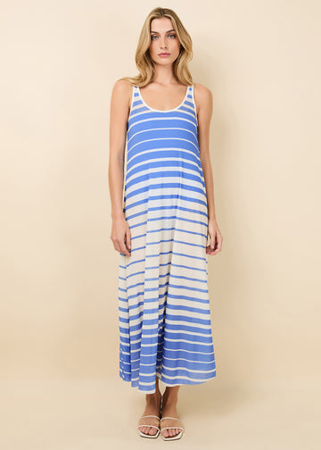 Jessica Dress Marina Blue Sunset Stripe - Solid & Striped