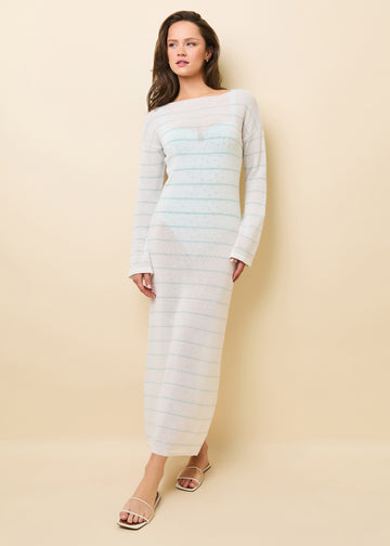 Polly Dress Micro Stripe Brule - Solid & Striped