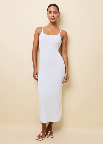 Noel Dress Optic White - Solid & Striped