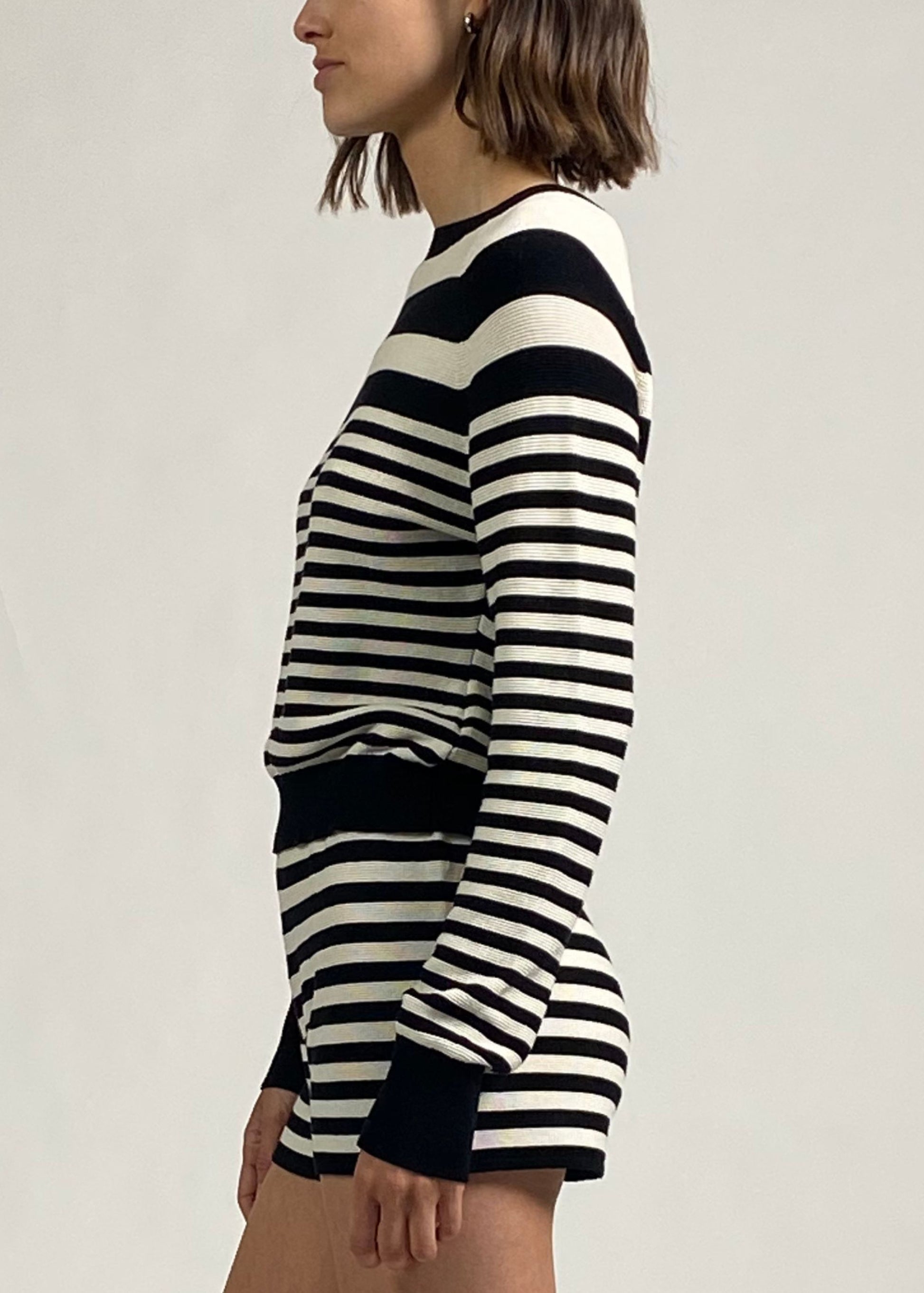 Manny Sweater Noir / Brule Stripe - Solid & Striped
