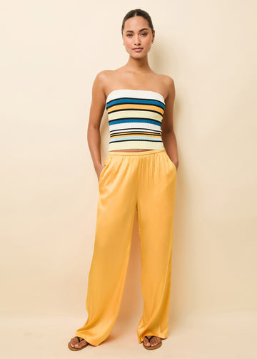 Monaco Satin Pant Mango - Solid & Striped