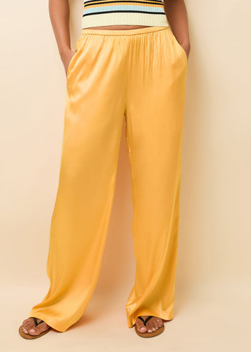 Monaco Satin Pant Mango - Solid & Striped