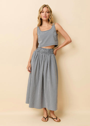 Noreen Skirt Noir Gingham - Solid & Striped