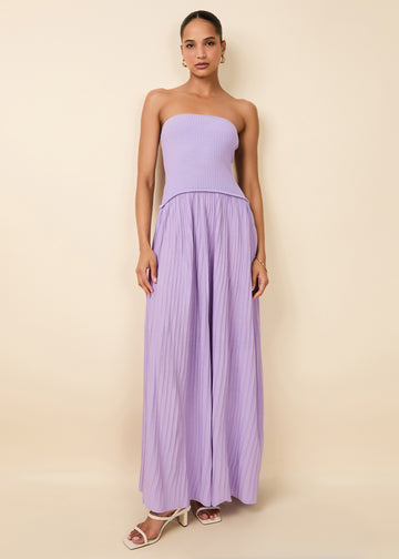 Strapless Soglio Dress Ribbed Lavender - Solid & Striped