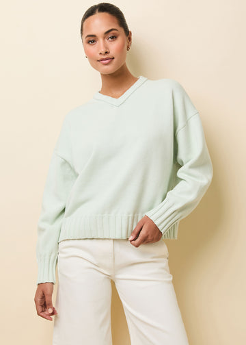 Reva Cotton Sweater Mint - Solid & Striped