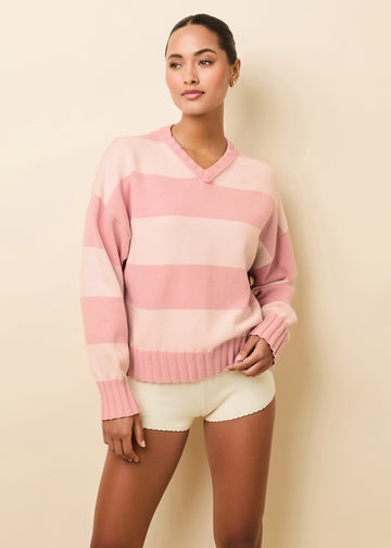 Reva Cotton Sweater Gelato Stripe Tutu Pink / Blush - Solid & Striped