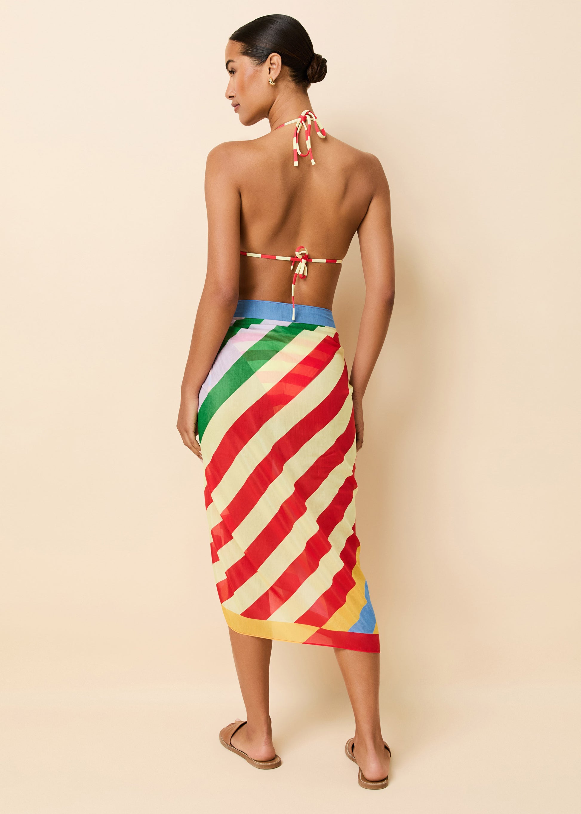 Silk Blend Pareo Colorblock Beach Stripe - Solid & Striped