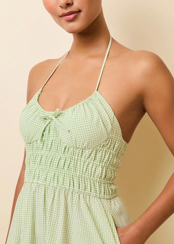 Lolita Dress Matcha Gingham - Solid & Striped