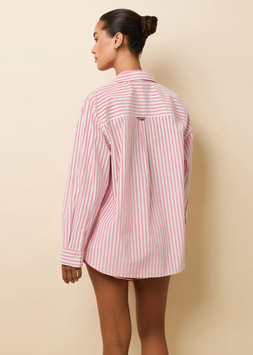 Avril Button Down Taffy Pink / Brule Stripe - Solid & Striped