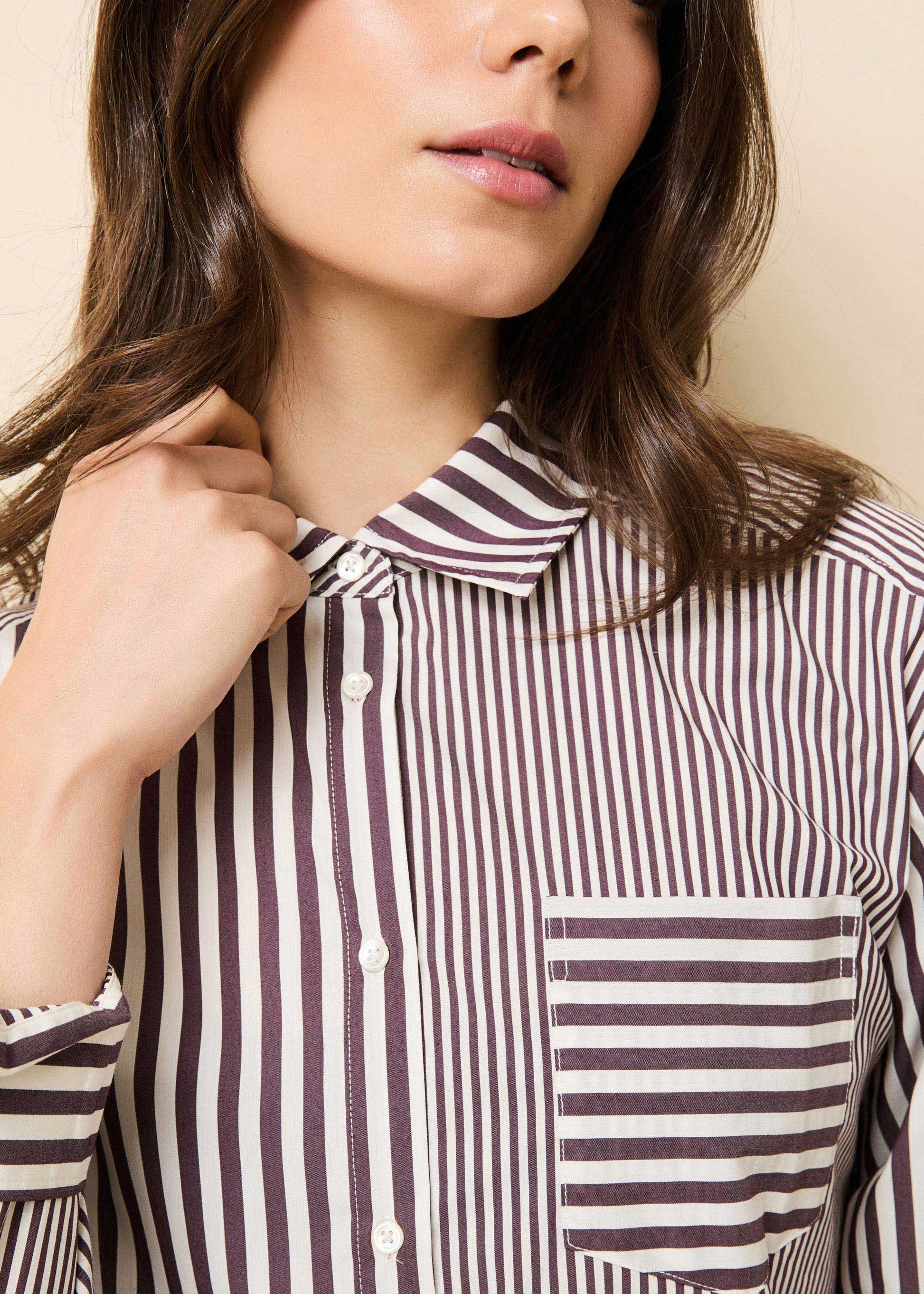 Avril Button Down Shirt Raisin Brown / Brule Stripe - Solid & Striped