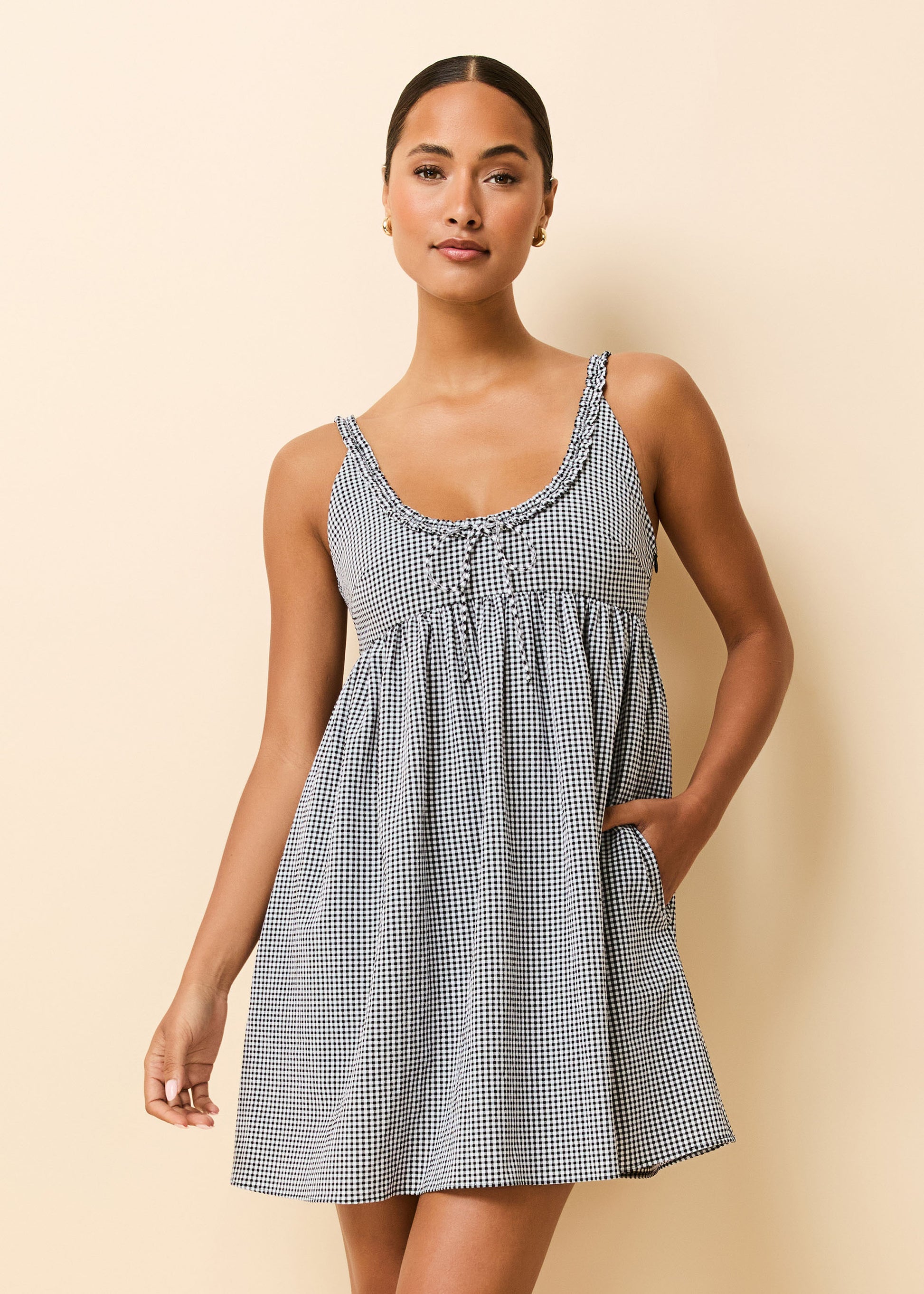 Cassidy Dress Noir Gingham - Solid & Striped