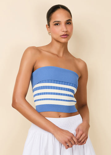 Marnie Top Marina Blue Sunset Stripe - Solid & Striped