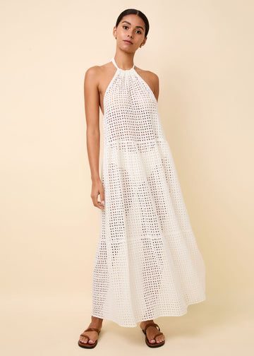 Kai Dress Leaf Eyelet - Solid & Striped