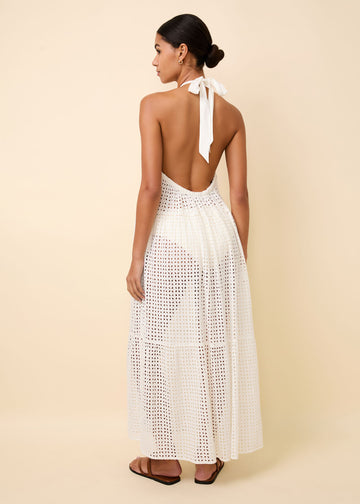 Kai Dress Leaf Eyelet - Solid & Striped