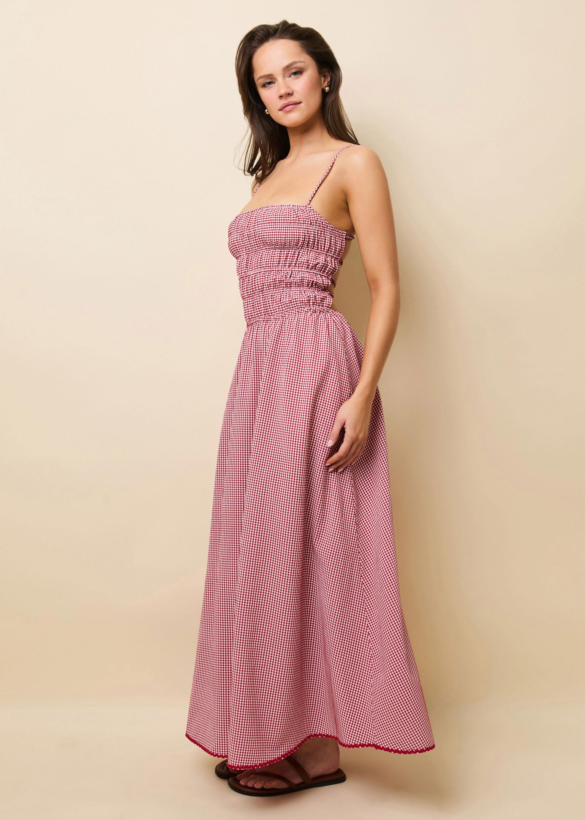 Delta Midi Dress Apple Red Gingham - Solid & Striped
