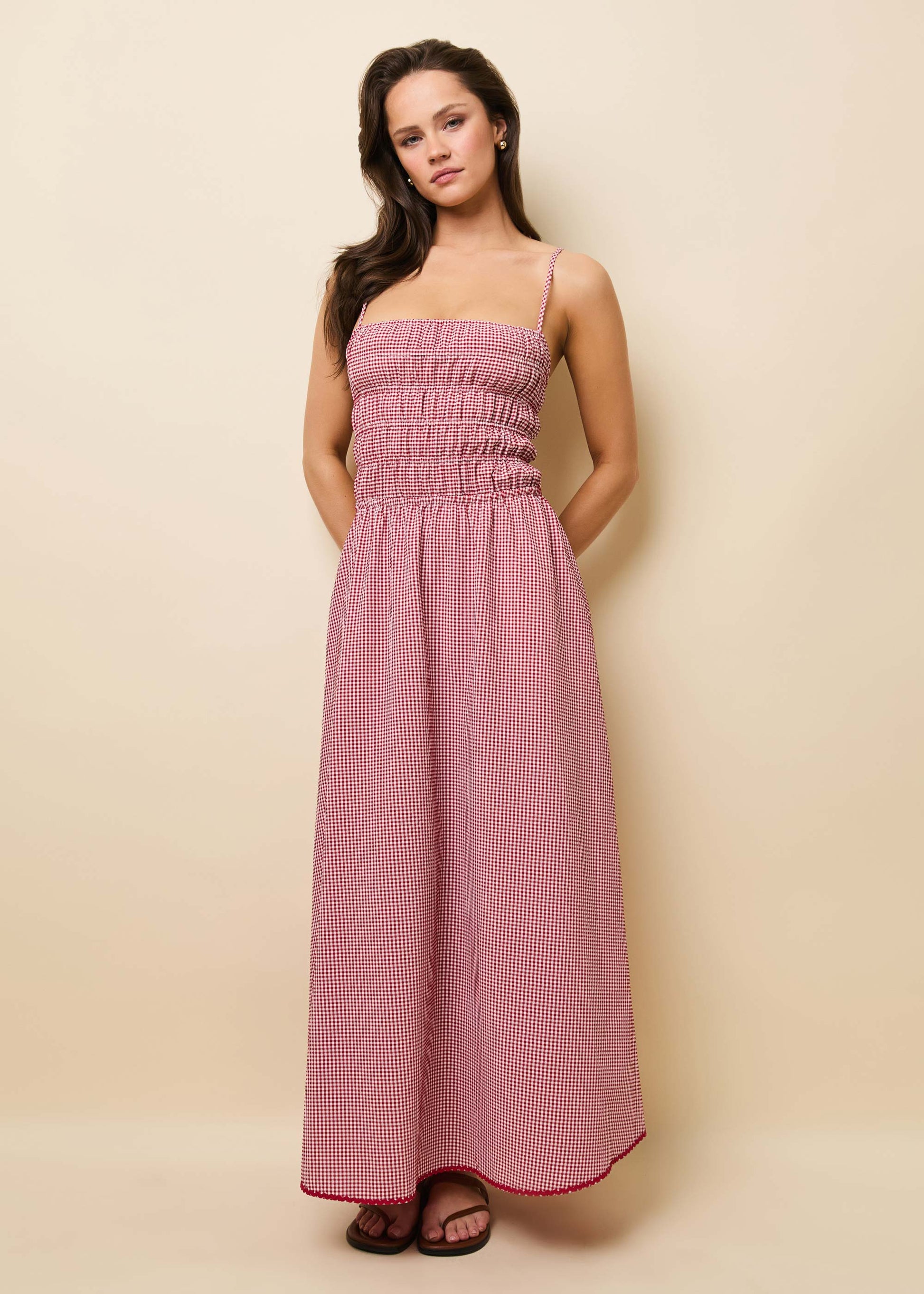 Delta Midi Dress Apple Red Gingham - Solid & Striped