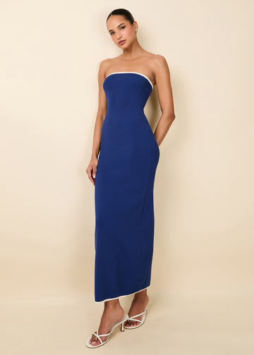 Caroline Dress Maritime Navy - Solid & Striped