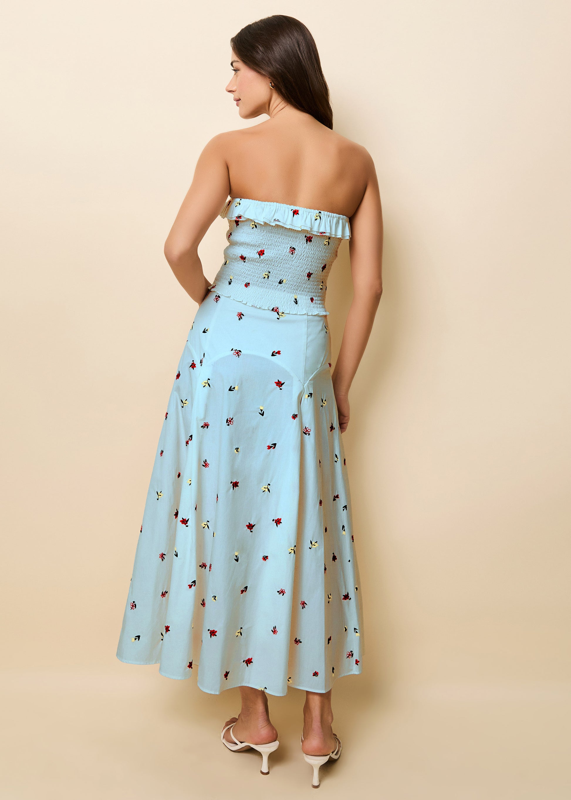 Gael Skirt Embroidered Sky Ditsy Floral - Solid & Striped