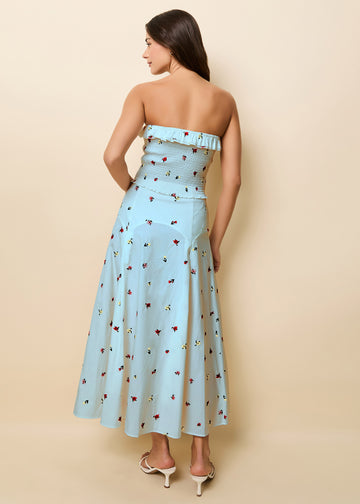 Gael Skirt Embroidered Sky Ditsy Floral - Solid & Striped