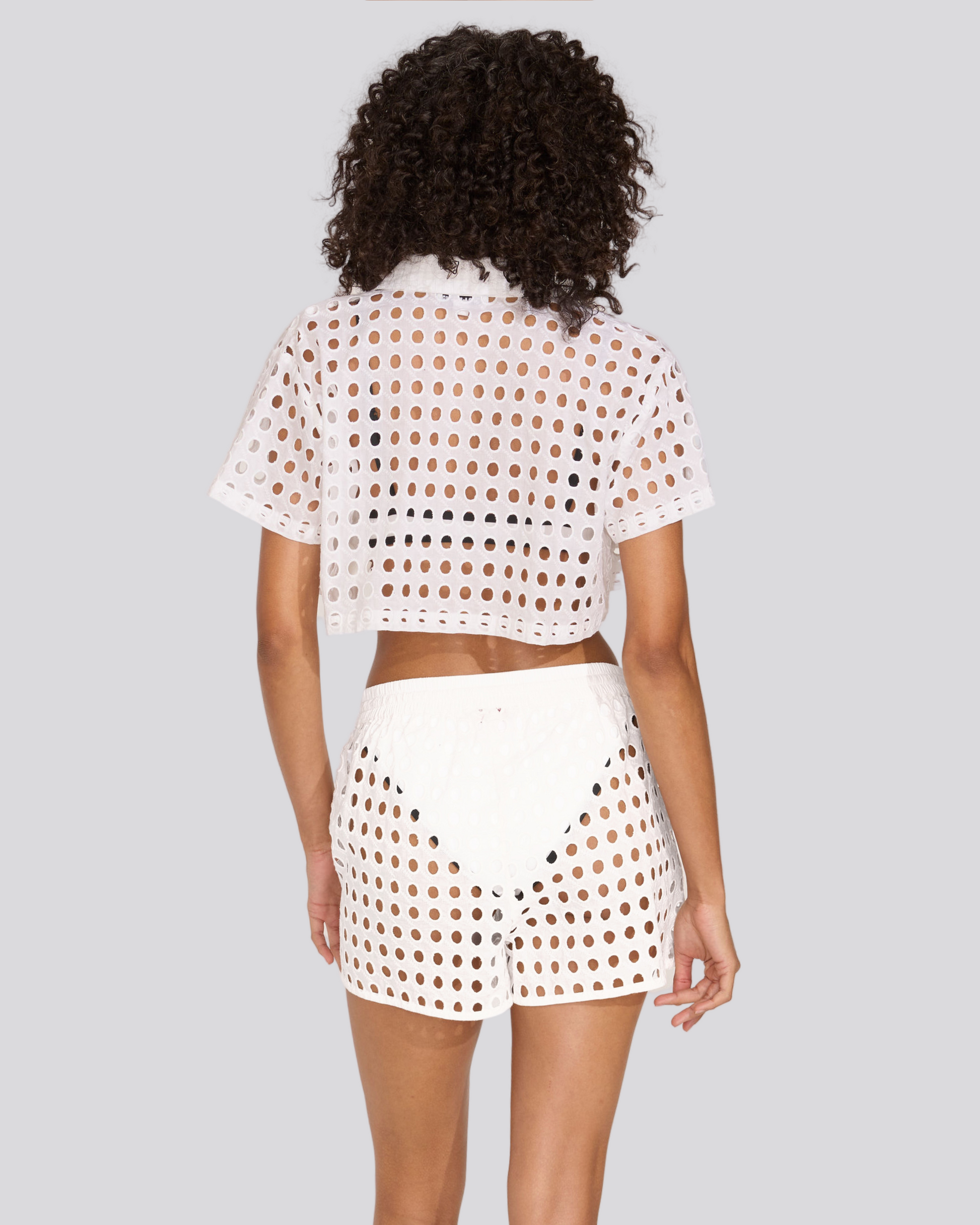 The Eyelet Cropped Cabana Shirt - Solid & Striped