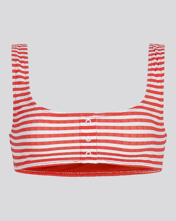 The Elle Ribbed Button Bikini Top - Solid & Striped
