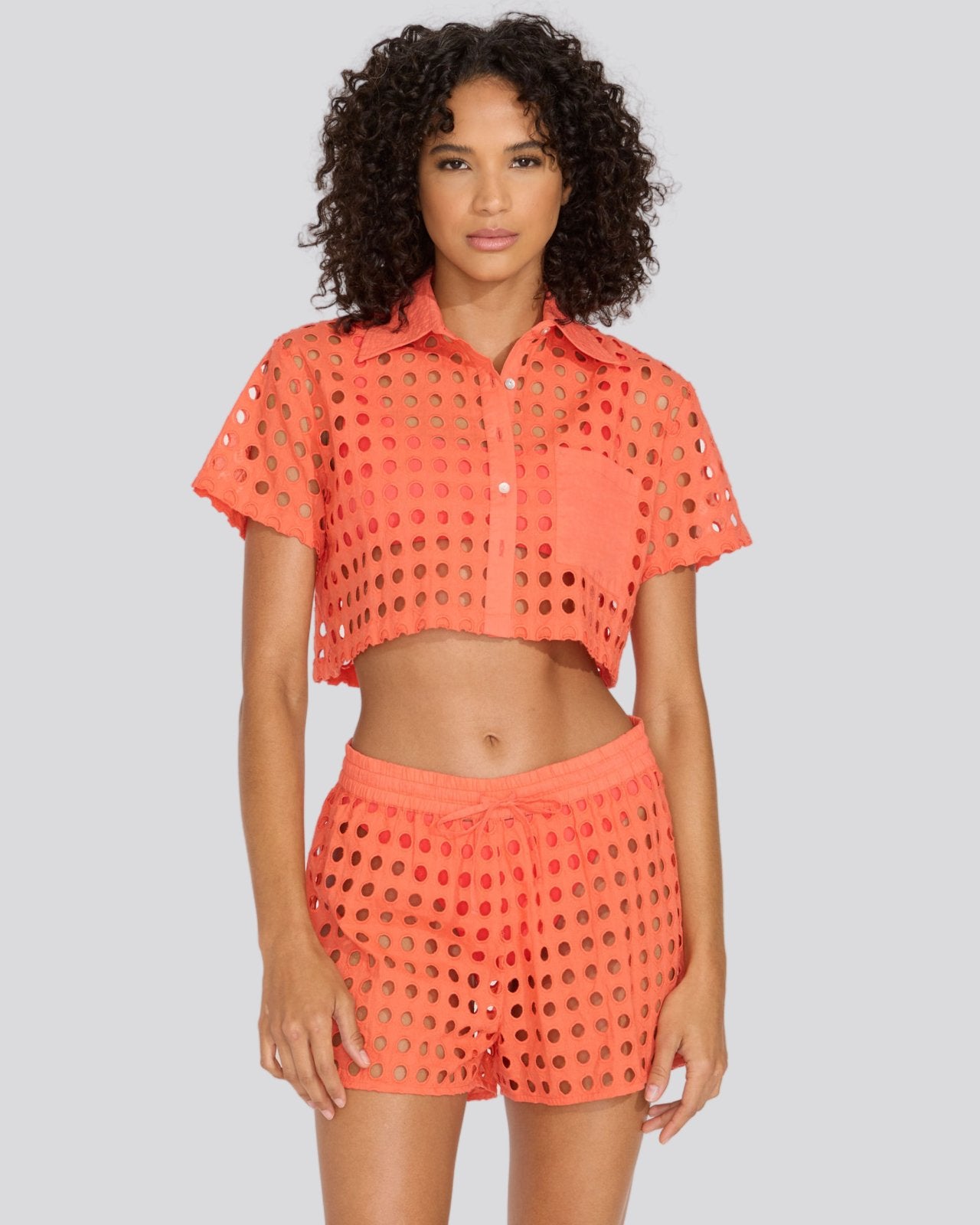 The Eyelet Cropped Cabana Shirt - Solid & Striped