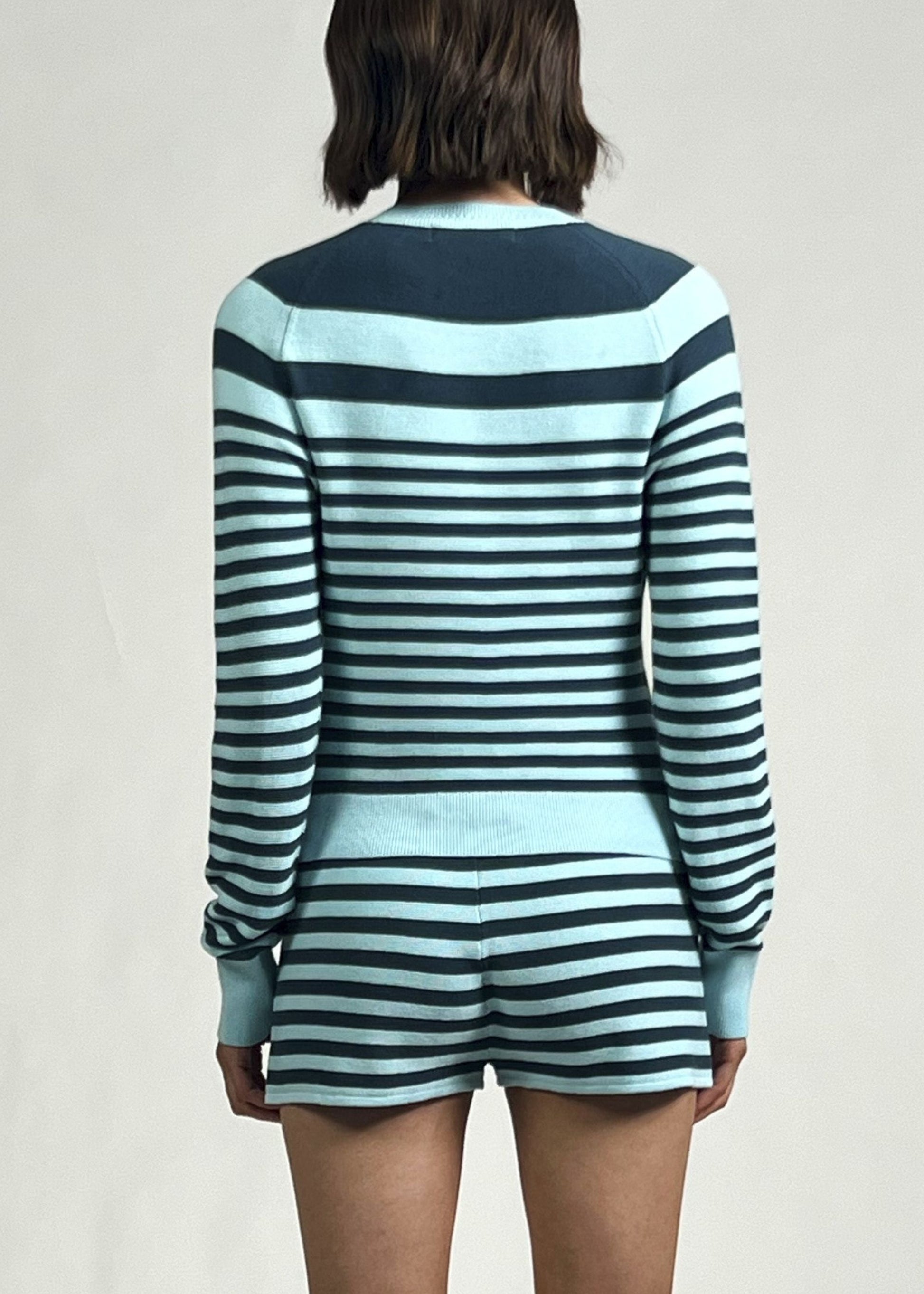 Manny Sweater Evergreen / Sky Stripe - Solid & Striped