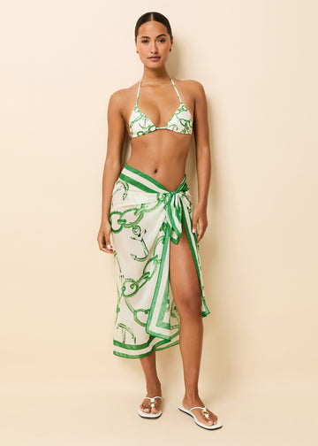 Silk Blend Pareo Chain Print