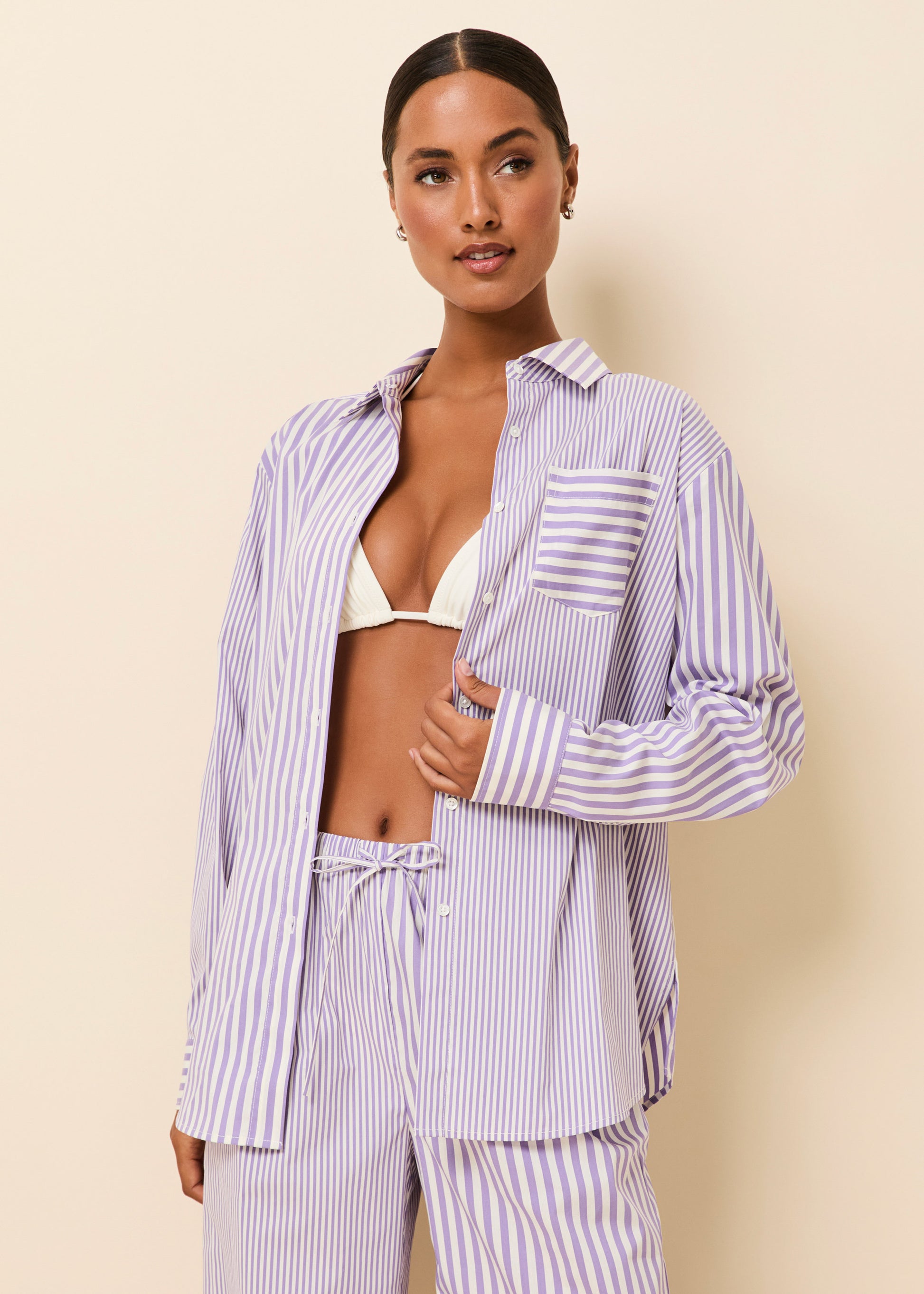 Avril Button Down Ultra Violet Stripe - Solid & Striped