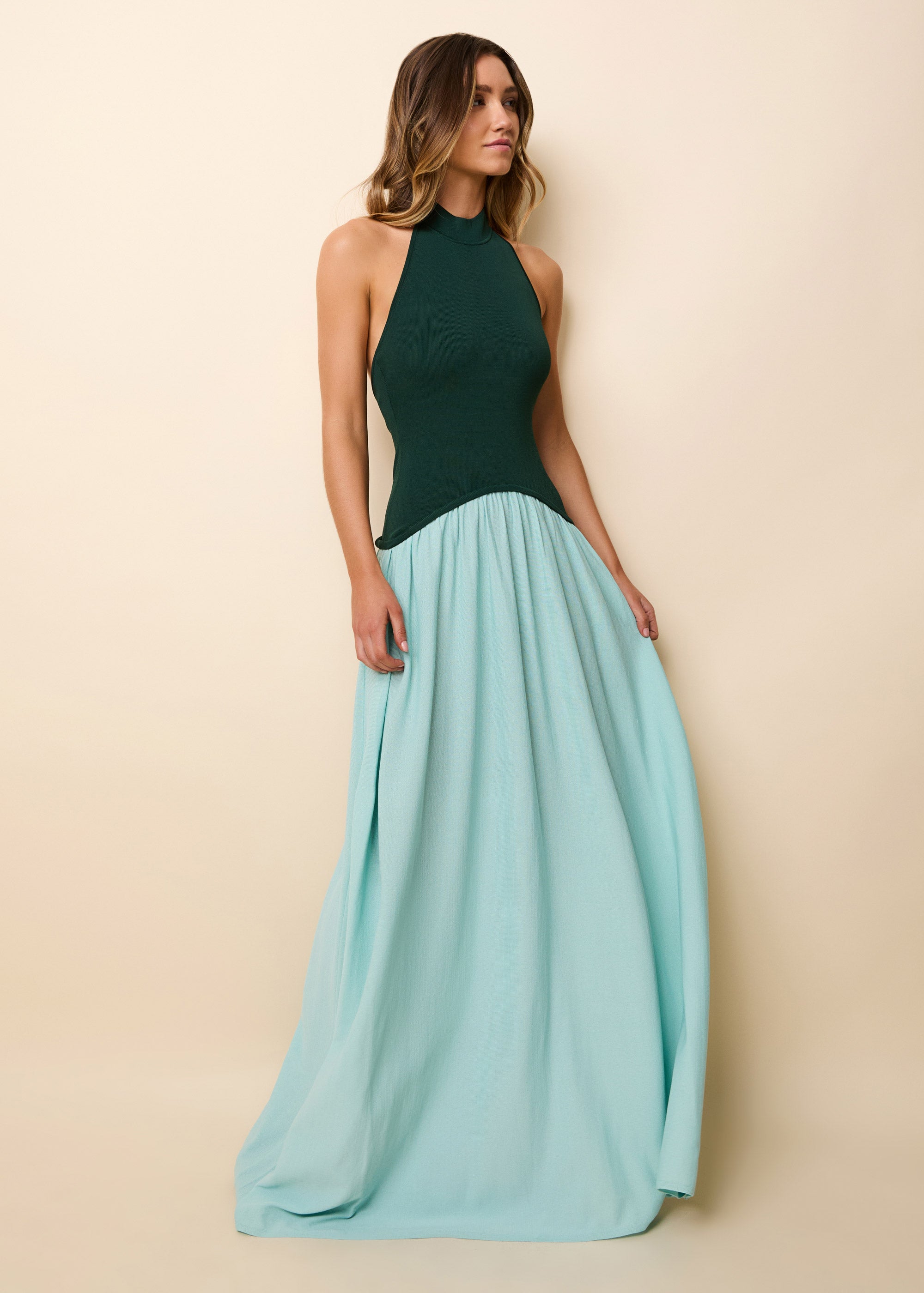 Halter Soglio Dress Evergreen Sky