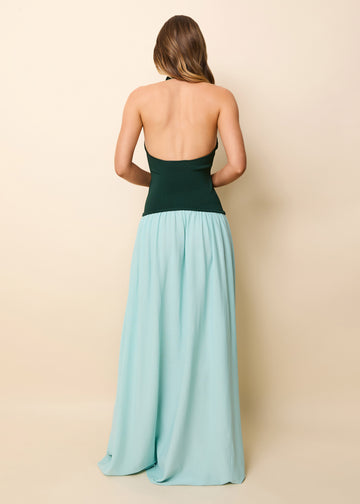 Halter Soglio Dress Evergreen / Sky - Solid & Striped