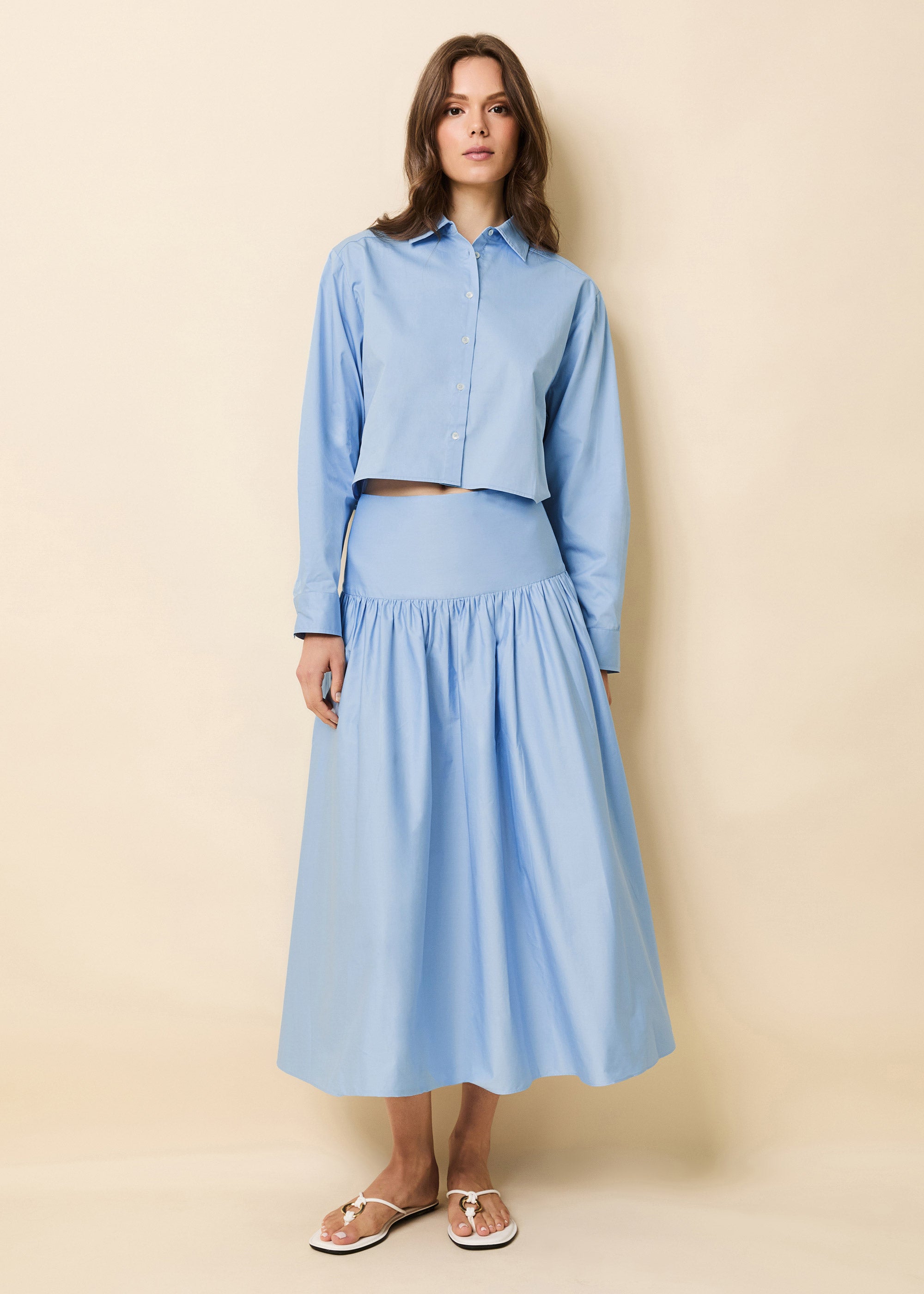 Cropped Avril Top Poplin Open Water