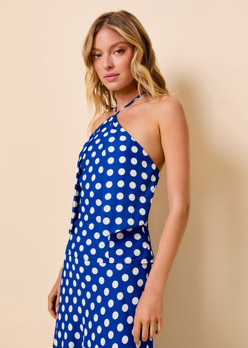 Selma Top Olympian Blue Polka Dot