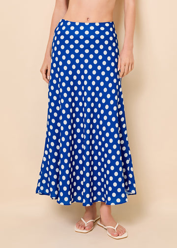 Selma Maxi Skirt Olympian Blue Polka Dot