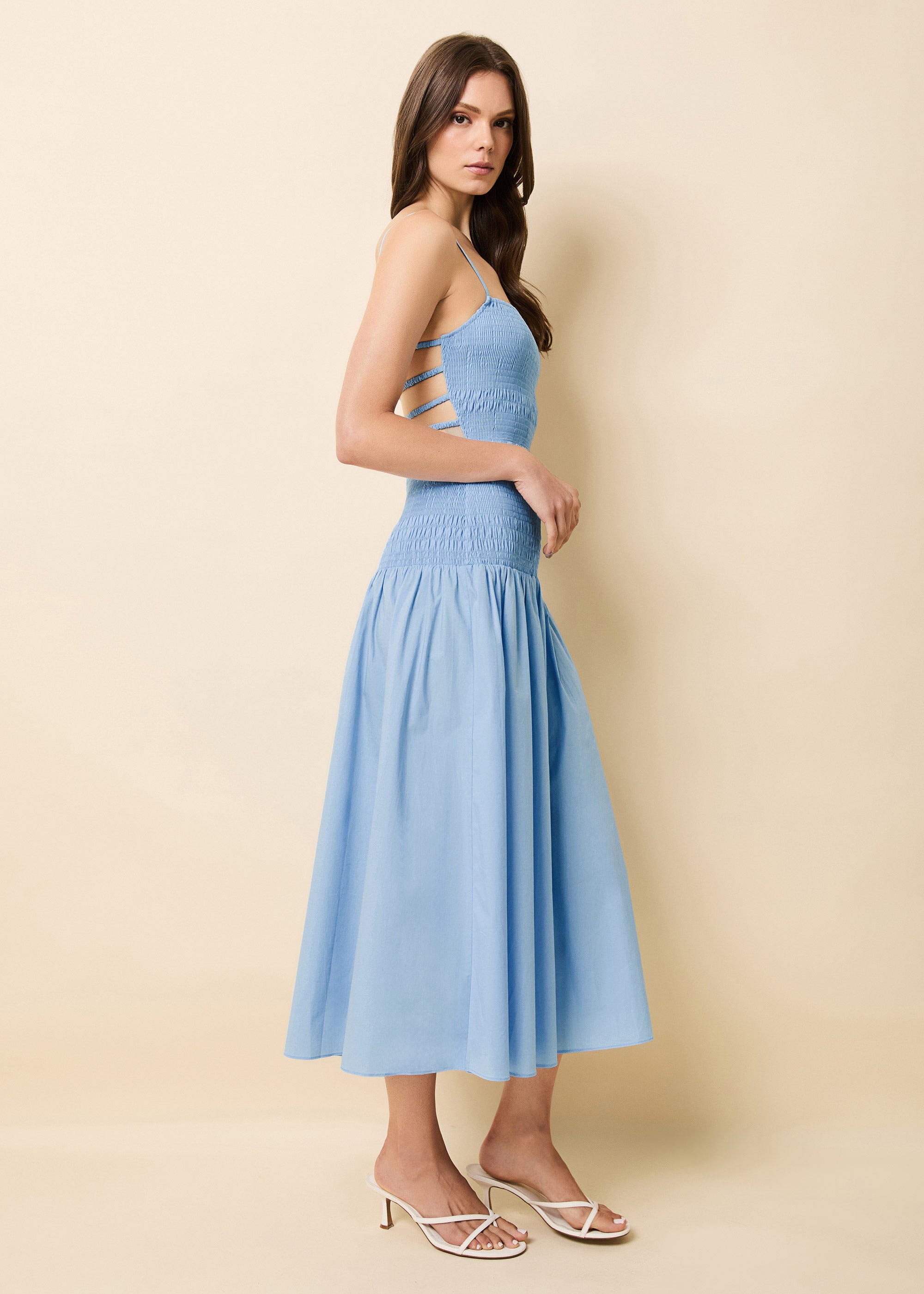 Vida Dress Poplin Open Water