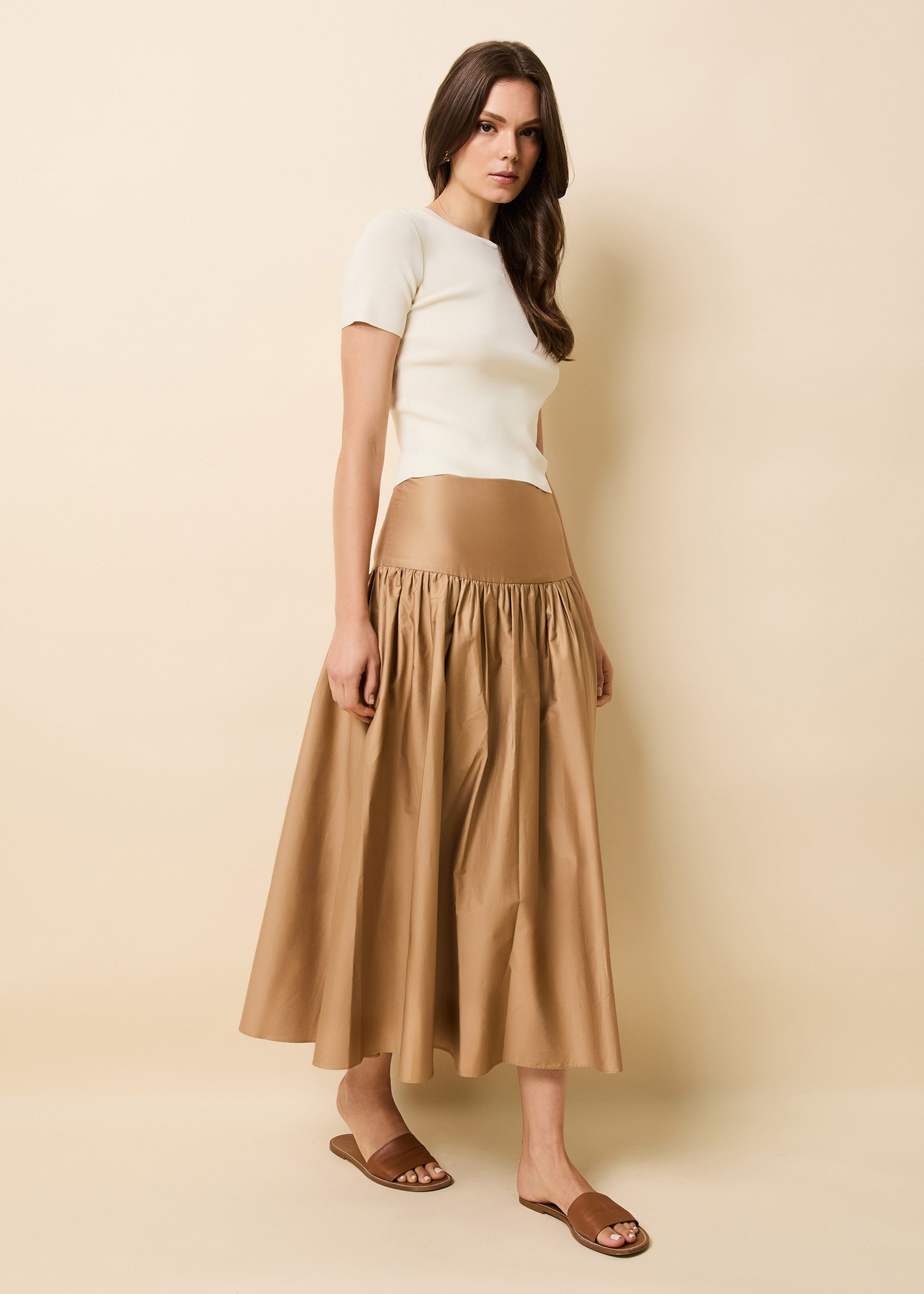 Magnolia Skirt Camel - Solid & Striped