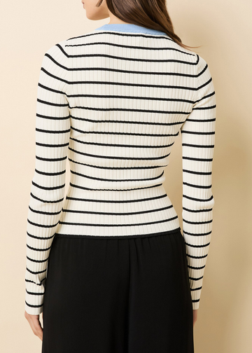 Dora Ribbed Knit Top Brule / Noir Stripe / Open Water