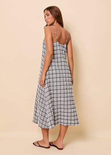 Lois Dress Puckered Plaid Noir