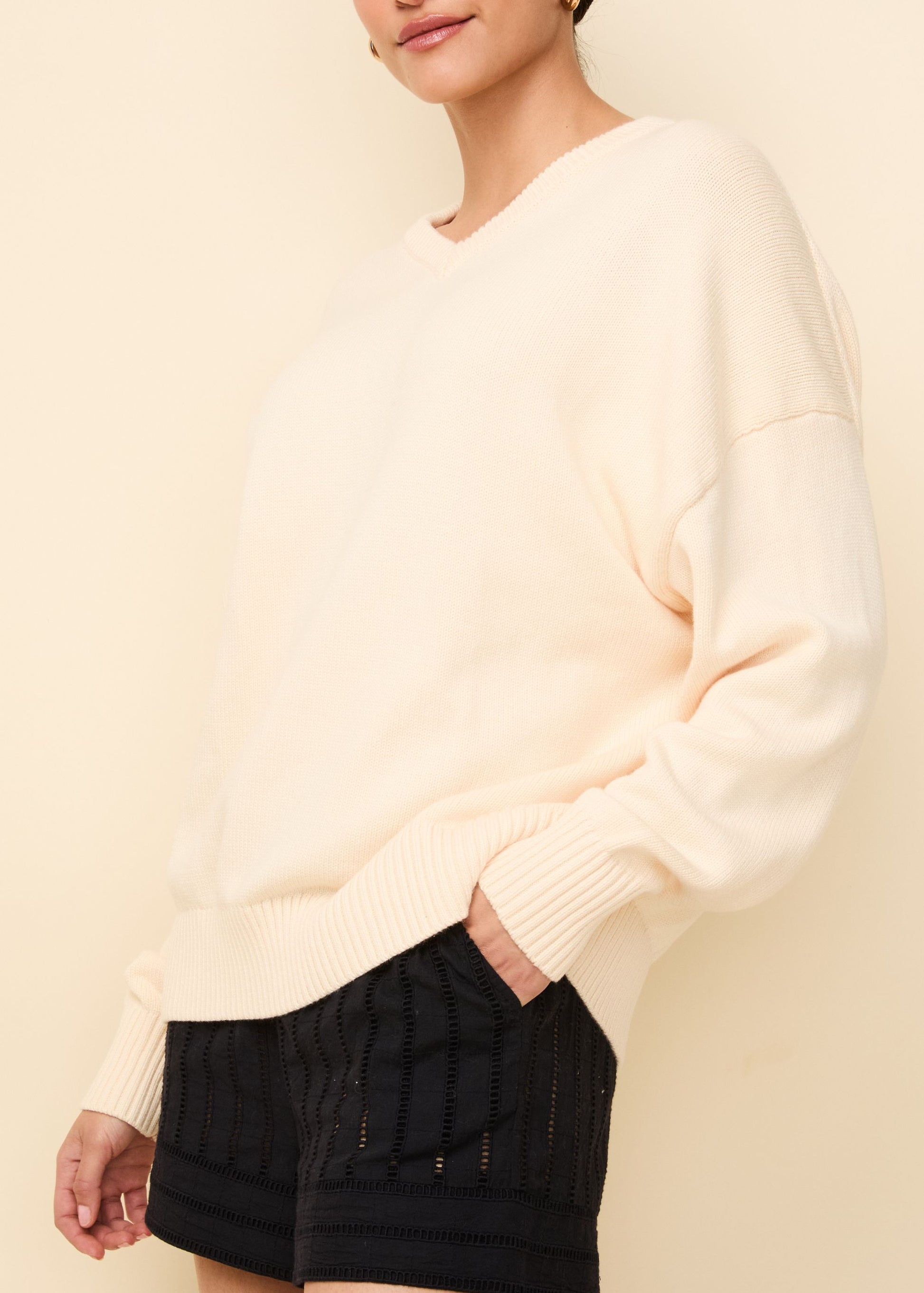 Reva Cotton Sweater Clay - Solid & Striped