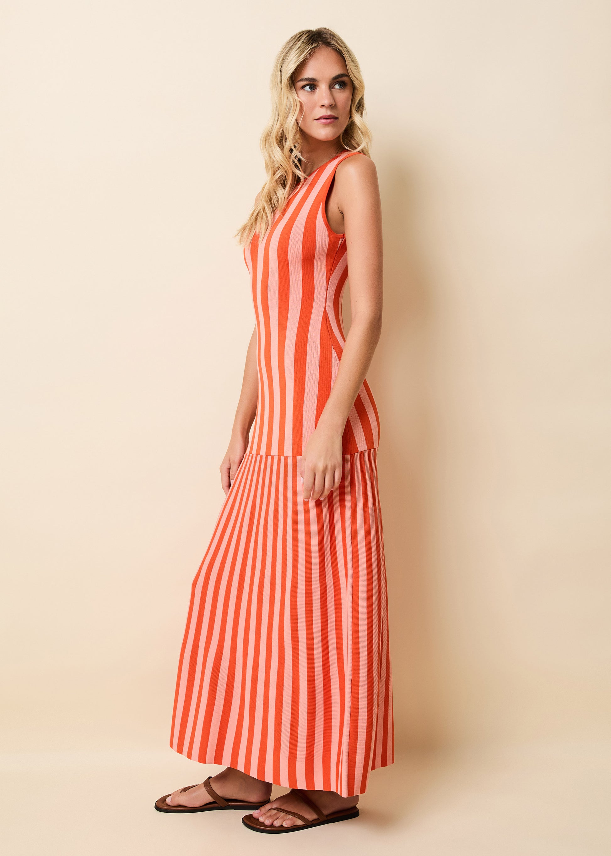 Petra Dress Peachykeen / Rust - Solid & Striped