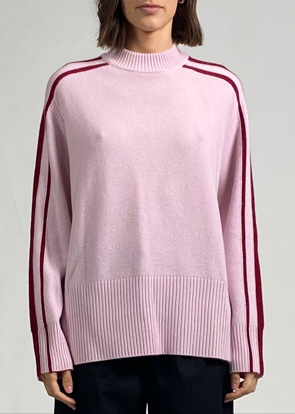 Emersyn Cashmere Sweater Carnation Pink - Solid and Striped