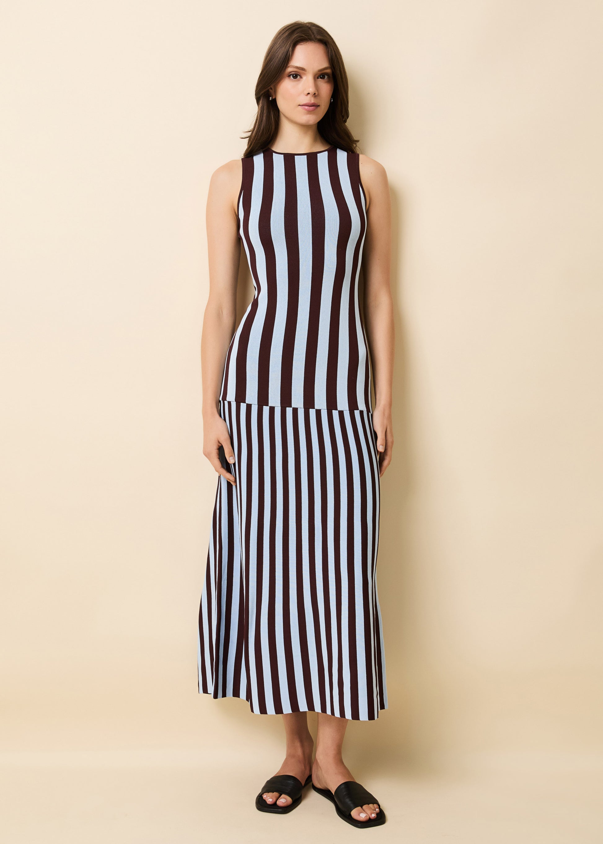 Petra Dress Twilight / Raisin Brown - Solid & Striped