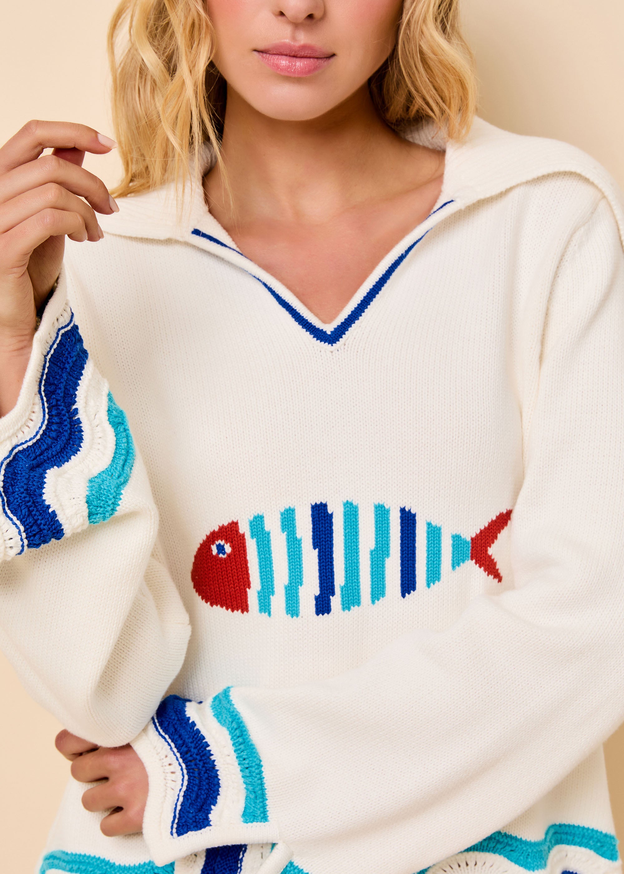 Jack Sweater Fish Motif Brule Multi | Solid & Striped